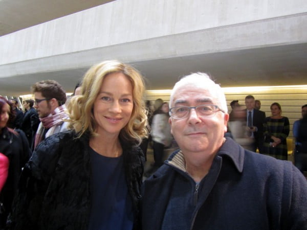 con Julia Gómez Cora tras la entrevista, poco antes del del estreno de "Los Miserables" en el Palau de Les Arts de Valencia